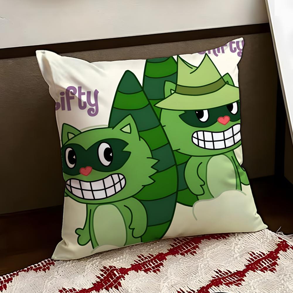 Anime HHappy Tree FFriends Kissenbezug Wendbar Weich Langlebig Kissenhülle Zuhause Auto Mehrzweck für täglichen Komfort
