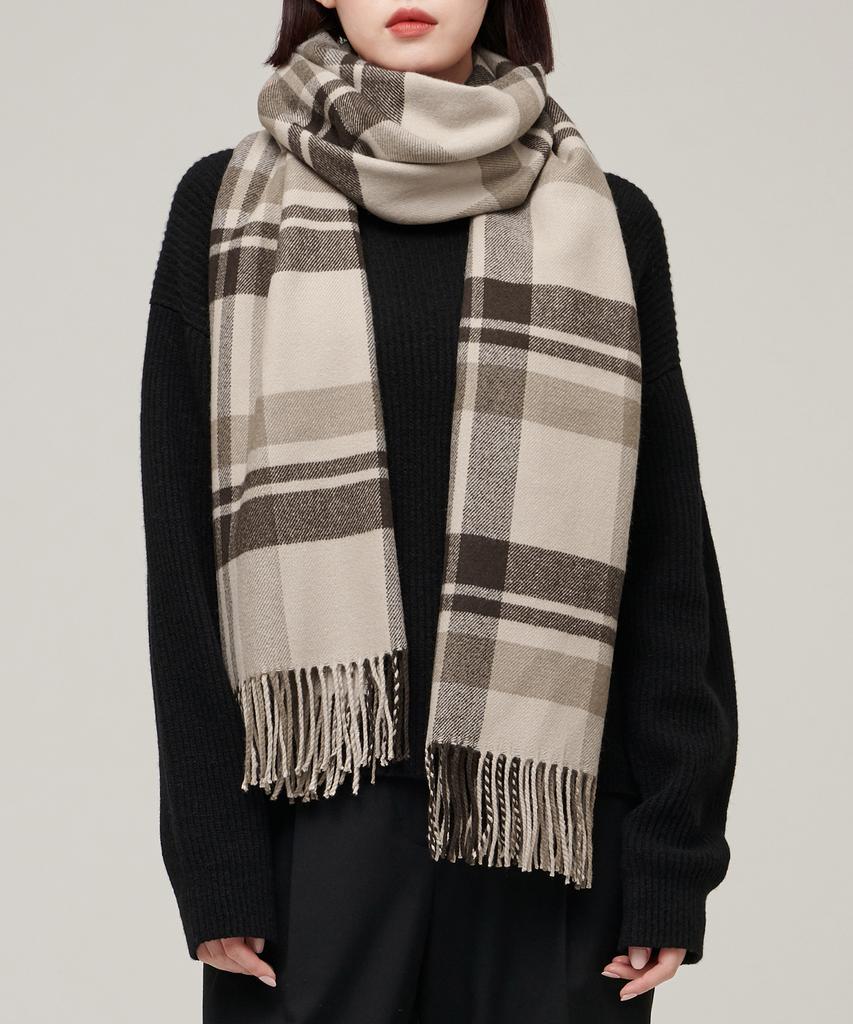 MUSINSA STANDARD Large Size Tartan Check Scarf [Beige]