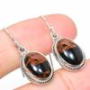 Natural Mahogany Obsidian Gemstone 925 Solid Sterling Silver Earring 1.25" D8u26