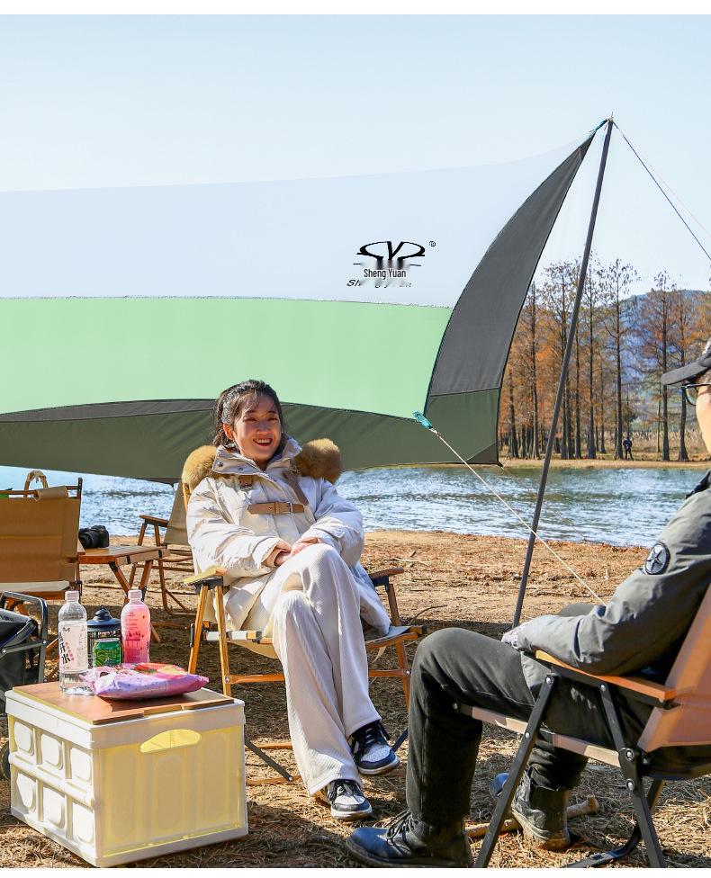 Jiang Hong Butterfly Canopy Tent: Rainproof Sunshade for 10-15 People - Ideal for Camping and Beach Picnics