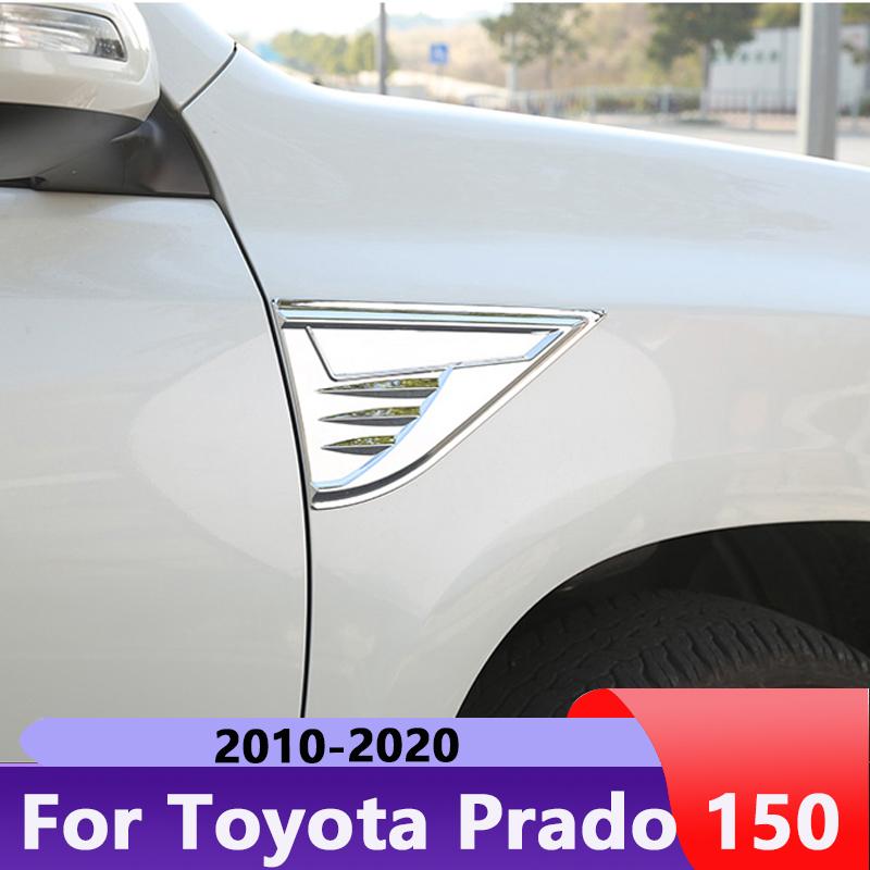 For Toyota Land Cruiser Prado FJ150 2018 ABS Car Front Fender Engine Side Air Vent Cover Trim Shark Gills Vent Sticker
