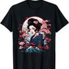 Geisha With Mount Fuji And Pagoda Cherry Blossom T-Shirt(23)