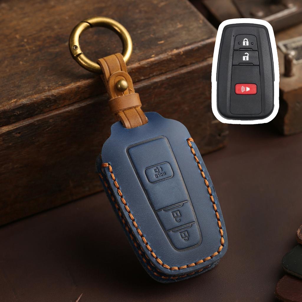 Leather Car Key Fob Case Cover for Toyota CHR Camry Prius Land Cruiser Prado Furniture Corolla Yaris RAV4 Highlander Accessories