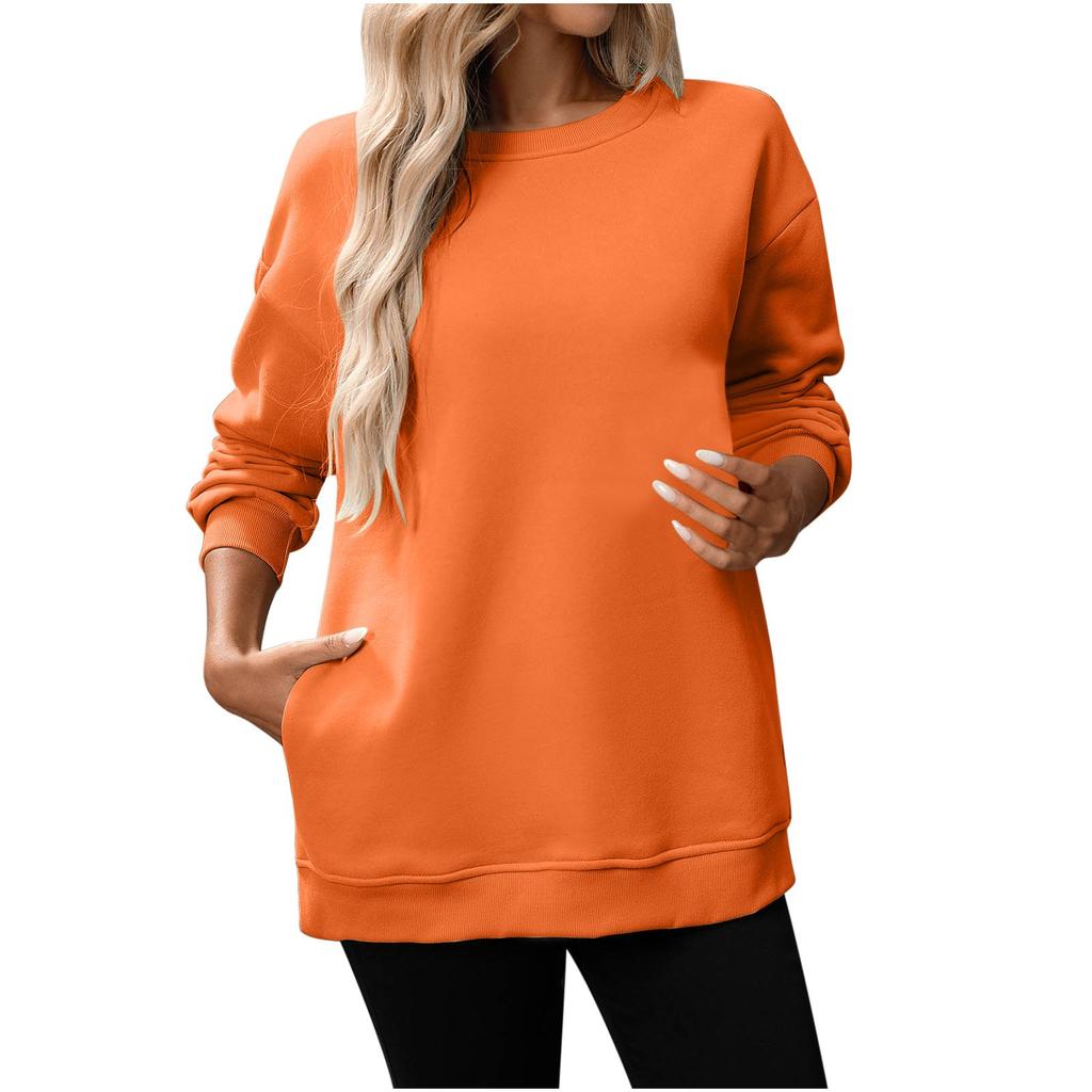 Women Winter Tops Women's Long Sleeve Sweatshirt Casual Crewneck Loose Fit Pollover Fleece Tops