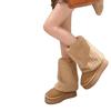 Plus Size Wide Women's Thick Sole Snow Boots, Winter Fleece Mid-Calf, Sizes 35-43.