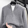 850g Men's Heavyweight Stand Collar Zipper Knit Sweater - Winter Warm Base Layer for Mid-Aged and Young Adults.