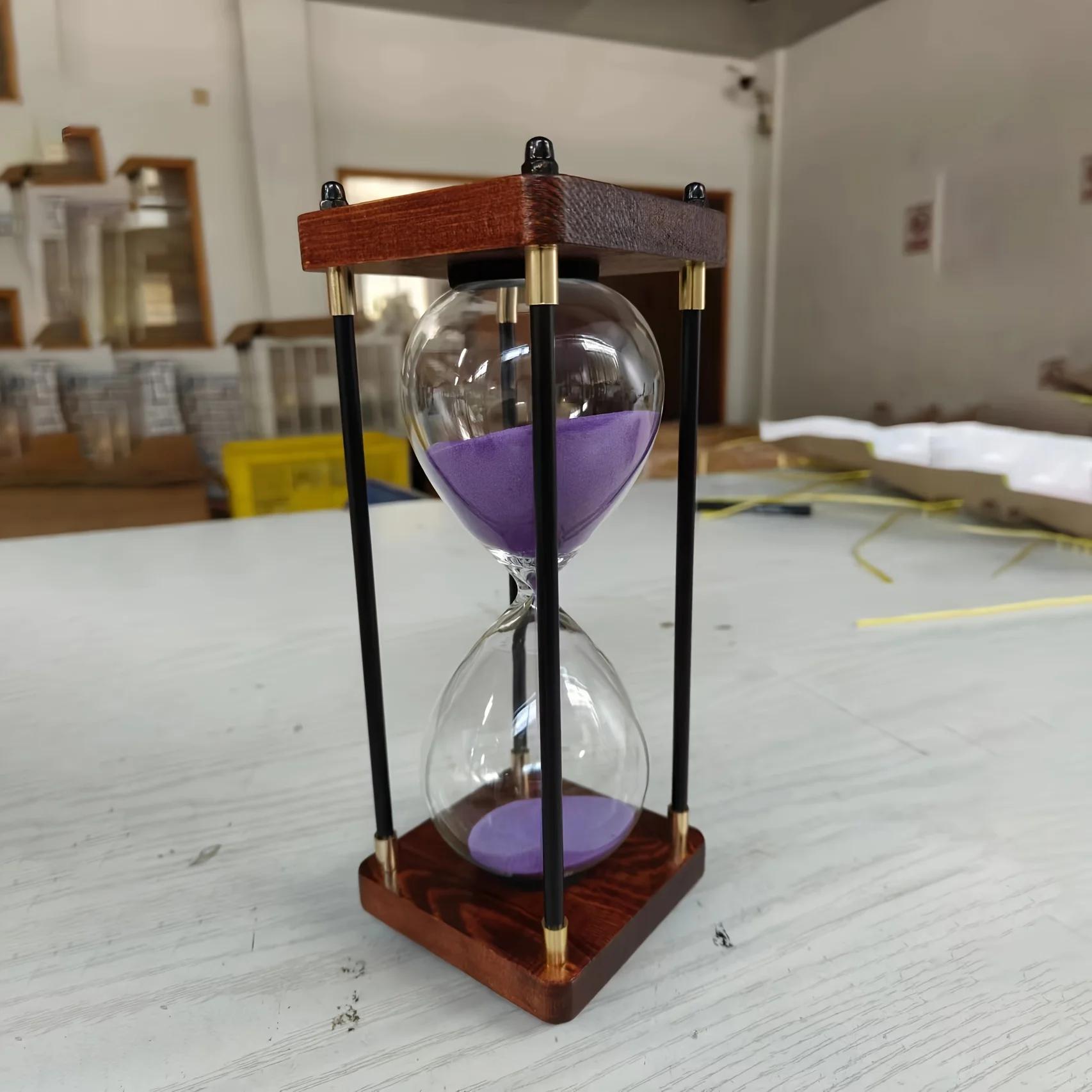 

30 Minute Hourglass Sand Timer with Wooden Frame, Decorative Table Centerpiece for Home Office Study Desk, Party Decor Gift 30secs фиолетовый