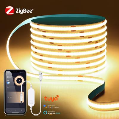 ZigBee COB USB 5V LED Strip Lights Smart Dimmable Work with Tuya Hub Bridge Echo Plus APP/Alexa Voice Control Ambiance Lighting