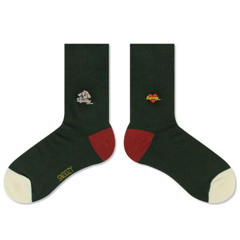 SNOOZY Snoozy Dog Logo Embroidered Socks (Khaki Red)