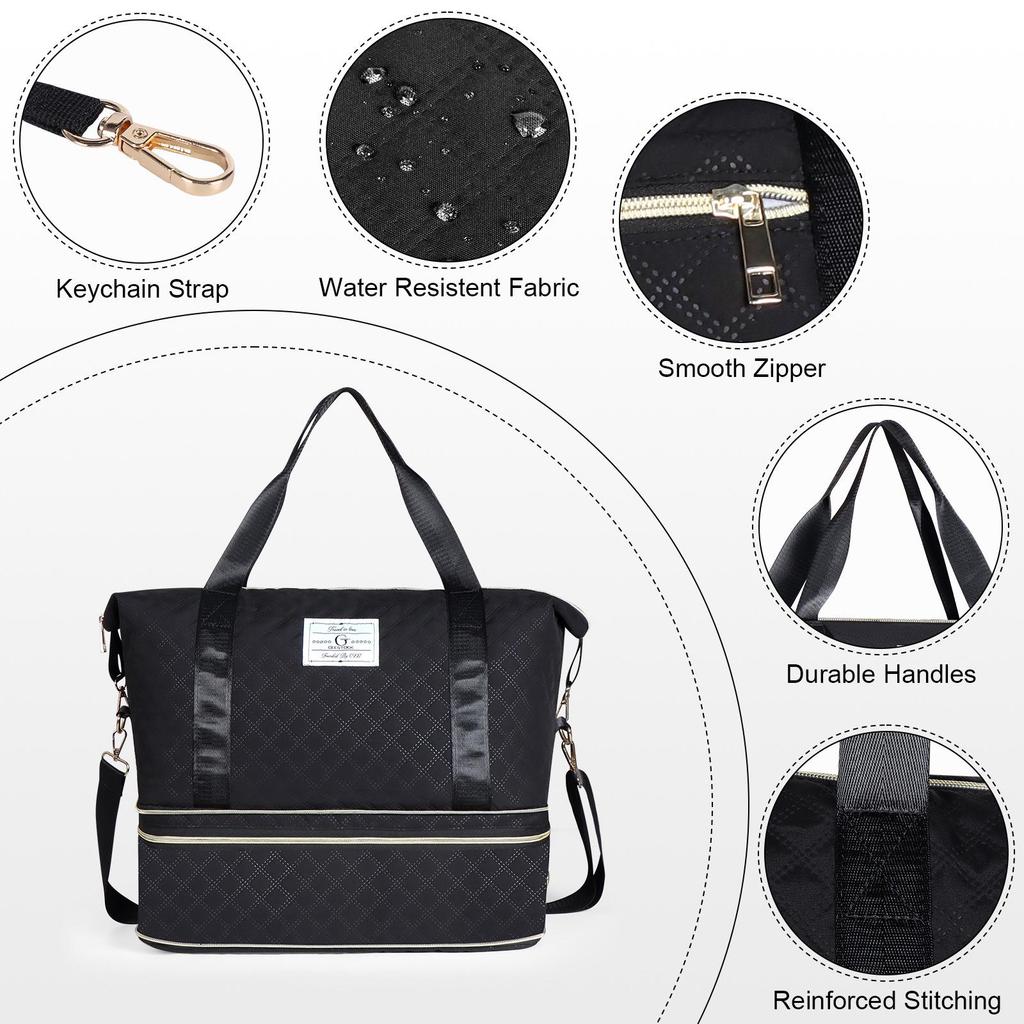 Korean Style Expandable Travel Bag - Large Capacity, Wet/Dry Separation, Sports & Student Carry-on