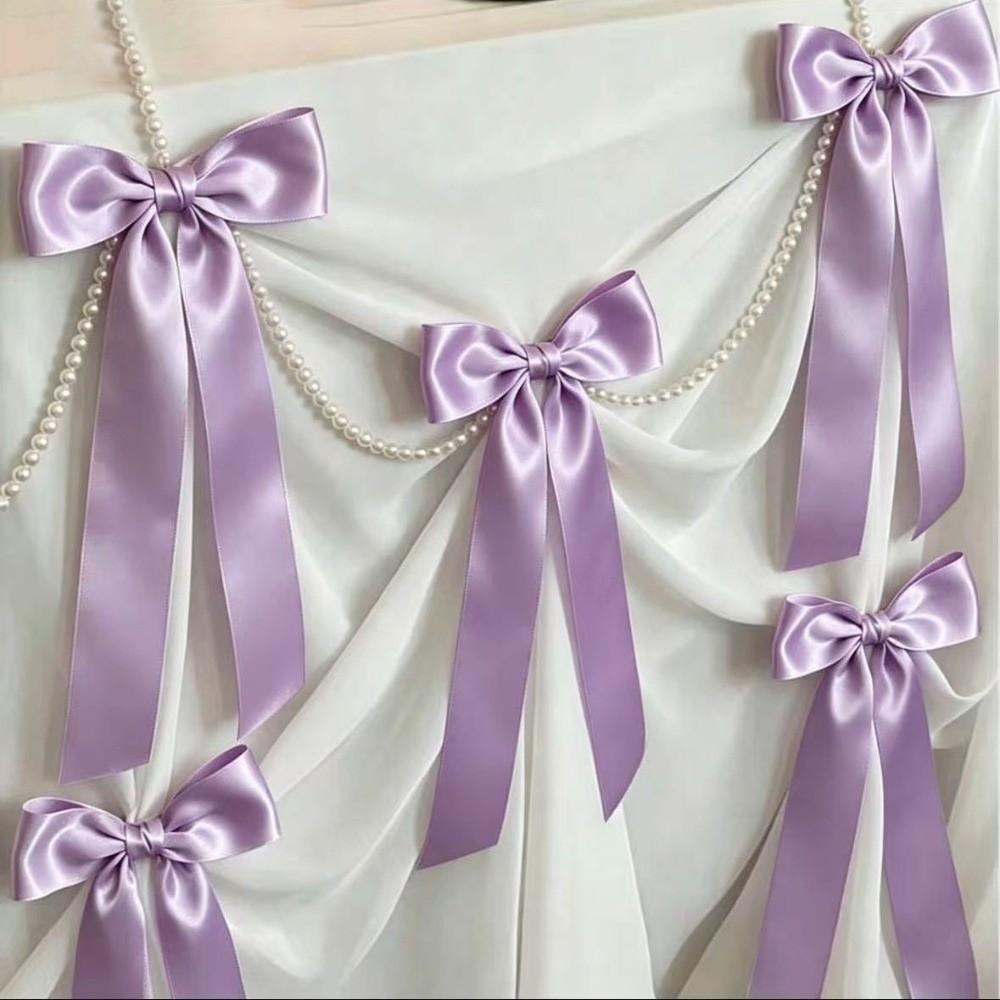 Faux Pearl Bowknot Banner Hanging Pendant Reusable Bow Beaded Garland Birthday Decor