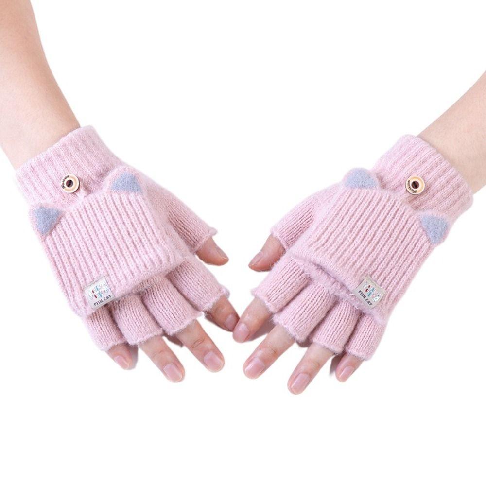 

Цвет Сохраняющие тепло Уличные Автомобильные Уши Женские Перчатки Перчатки с откидной крышкой Перчатки без пальцев Толстые варежки розовый