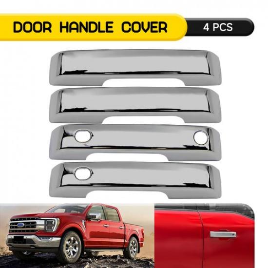 4Pcs Handle Cover Door SmartKey Holes Chrome Black For -24 Ford F-250 F-350 Chrome with Smartkey Hole
