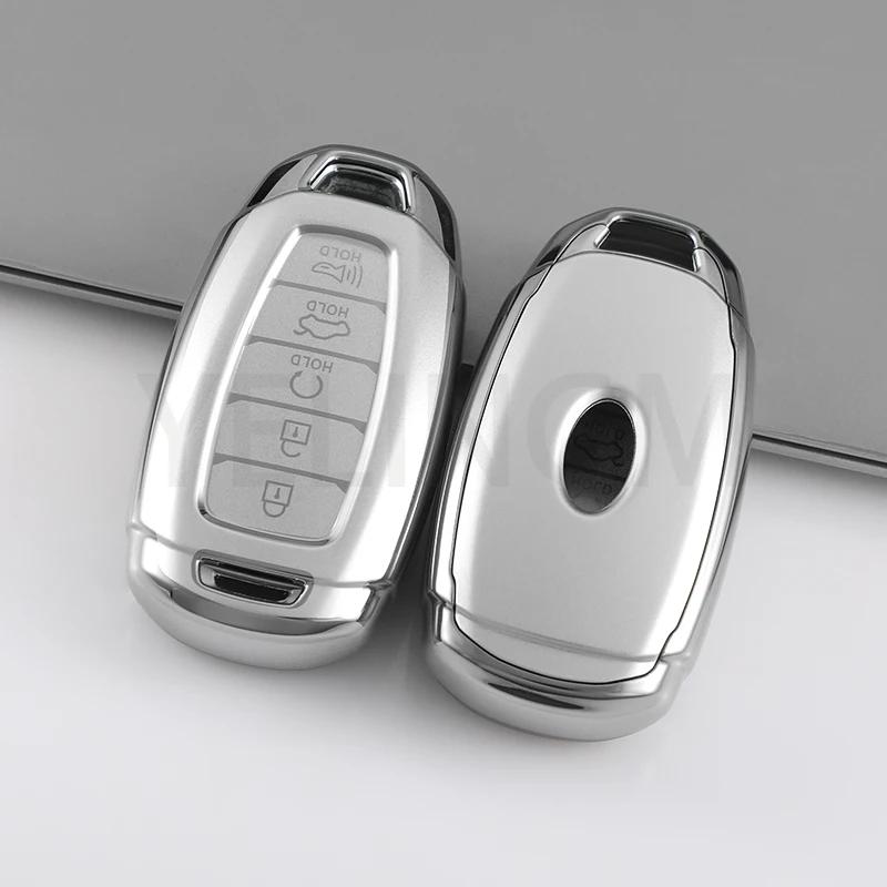 3/4/5 Button Car Key Fob Case Cover For Hyundai I30 Ix35 Kona Encino Solaris Azera Grandeur Ig Accent Santa Fe Palisade Keychain