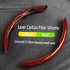 2pcs Laser Carbon Fiber Silicone Car Steering Wheel Cover Breathable For Toyota Land Cruiser Prado Lexus GX470 J120