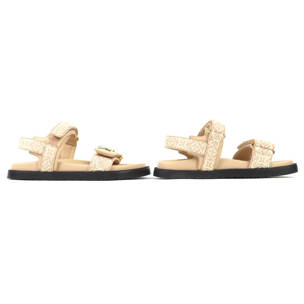 Great LOUIS VUITTON Sandals LV Sunset beige Monogram Jaguar Women 37 1AHNL4 Used
