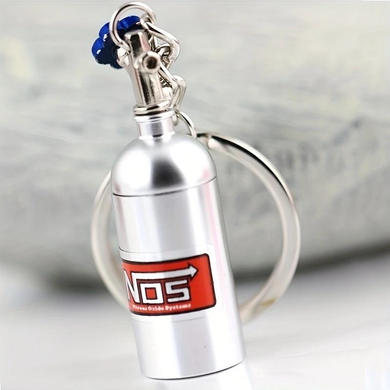 1PC Car Keychain Empty Nitrogen Bottle Style Metal Key Ring Car Turbo NOS Keychain