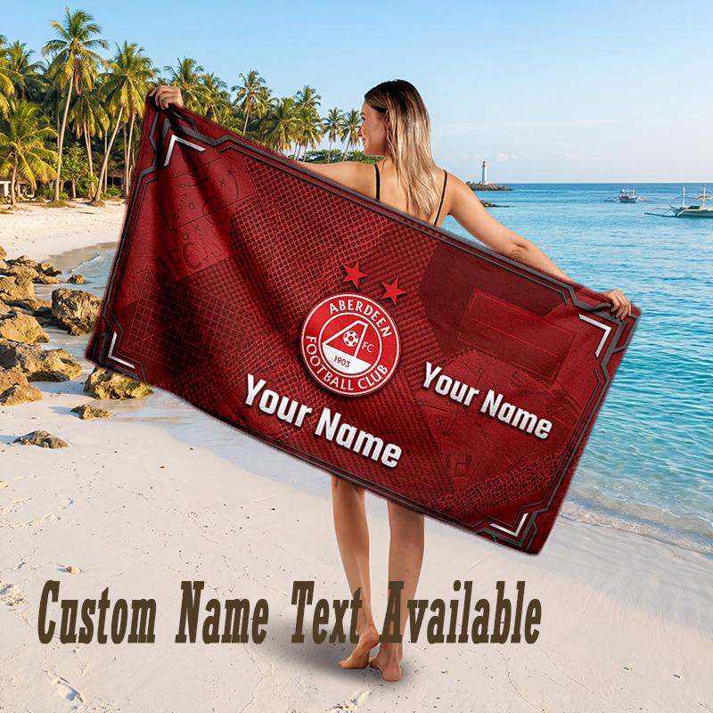 Aberdeen FC Design Beach Towel Custom Text Large Towel for Beach Vacation