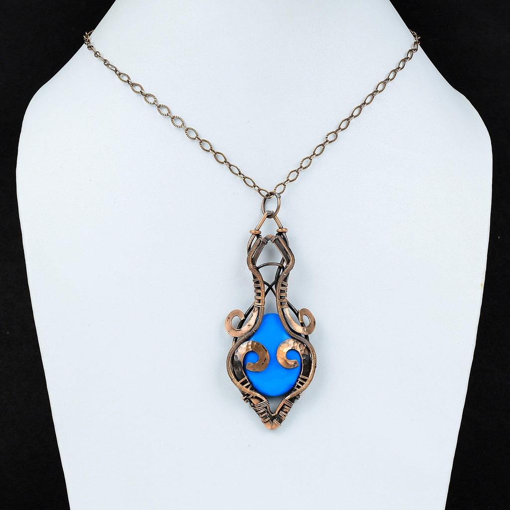 Sleeping Beauty Turquoise Pendant Copper Wire Wrapped Pendant Dainty Copper Jewelry Handmade Pendant Wire Wrap Gemstone Jewelry Wedding Gift