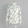 Fall Winter Women's Printed Cotton Padded Jacket, Stand Collar Zip Up Warm Puffer Coat For Outdoor Casual