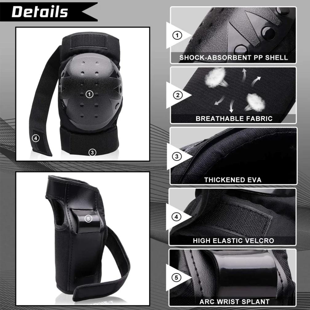 Kids Adults Knee Elbow Pads Wrist Guards Protective Gear Set For Roller Skates Cycling Bmx Skateboard Scooter Sports