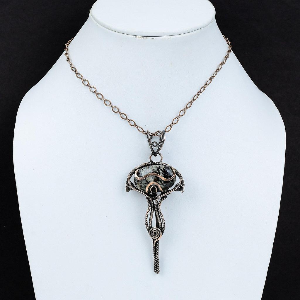 Astrophyllit Anhänger Kupferdraht umwickelter Anhänger Echter Edelstein Schmuck Handgefertigter Anhänger Sehr Hübscher Kupferschmuck Geschenk für einen besonderen Anlass