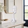 Stable Base Decoration Abstract Contemplative Face Resin Sculpture, Minimalist Hand-on-Chin Bust Statue for Desk Living Brushed Black Ornament