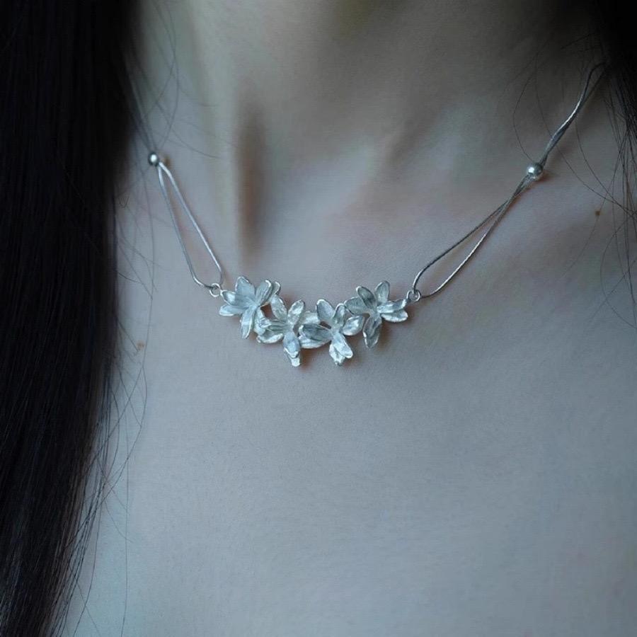 S925 Sterling Silver Necklaces For Women Simple Chain Fashion Minimalist Pendant Flower Necklaces Birthday Gift