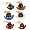 Keychain Pendant Sparkling Rhinestones Five-Pointed Star Pattern Western Style Cowboy Hat Design Key Chain with Lobster Clasp Backpacks Accessory