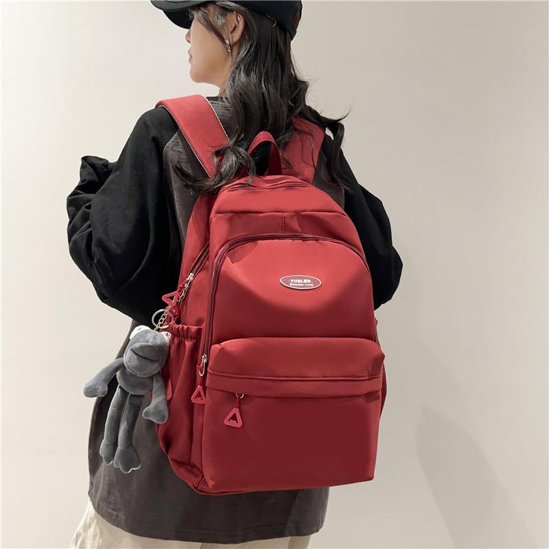 Schoolbag New Large Capacity Backpack Male and Female College Students Campus School Bag Junior High School Students Travel Computer Solid Color 