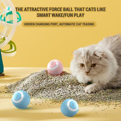 BPA-freier intelligenter interaktiver Katzenspielzeugball, wiederaufladbares USB-Katzenspielzeug mit buntem Licht, Powerball, Kätzchenspielzeug