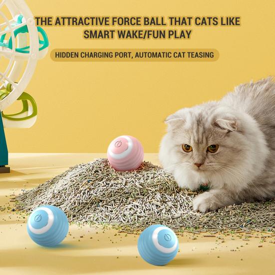 Pelota de juguete interactiva inteligente para gatos, sin BPA, recargable por USB, juguete automático para gatos con luz colorida, juguete para gatitos