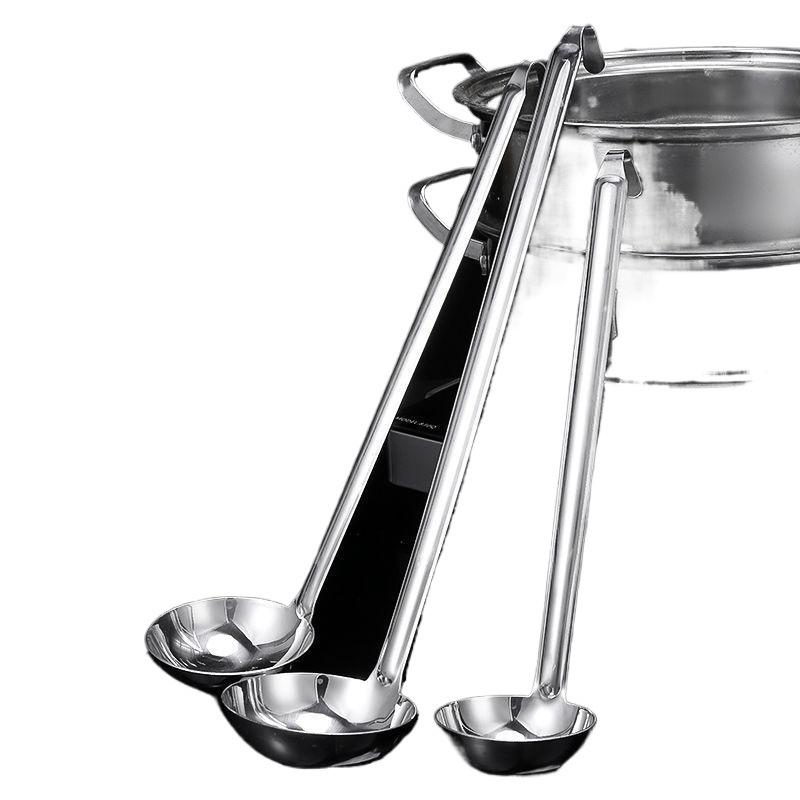 Stainless Steel Ladle with Hook - Thick Long Handle for Stirring and Hanging