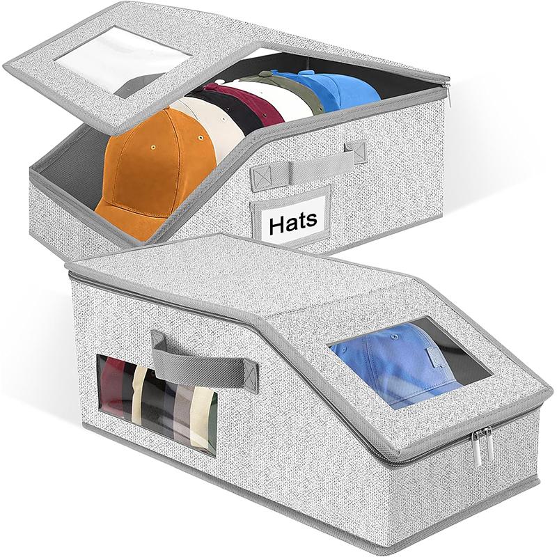 1Pc Extra Large Hat Organizer for Baseball Caps Stackable Baseball Cap Organizer Storage Box with Dual Clear Windows JT529