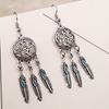 Retro Ethnischer Stil Traumfänger Blatt Quaste Feder Quaste Ohrringe