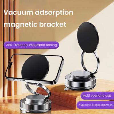 Magnetic Phone Holder Vacuum Suction Stand for Car Gym Kitchen Rotating Foldable Magnetic Holder for Navigation Streaming