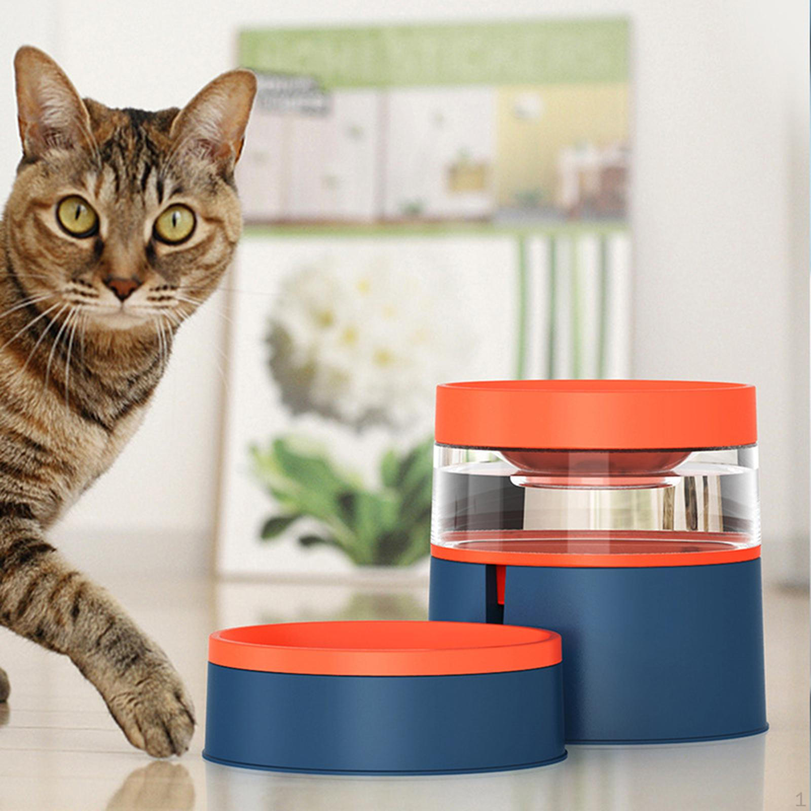 

Pet Feeders Food Bowl Water Feeding Drinking Dish Blue Orange
