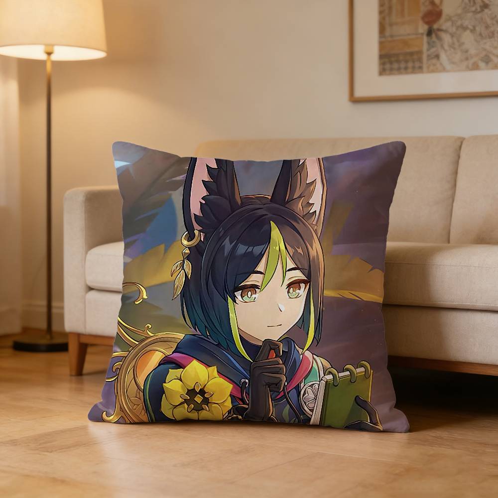 T-Tighnari G-Genshin Impact Pillow Case Pattern Printed Pillowcase For Living Room Sofa Cushion Cover