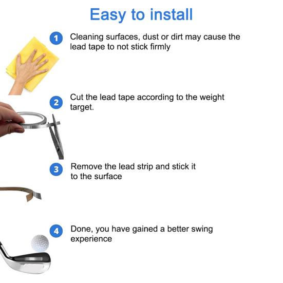 Golf Weighted Lead Tape 1/4''x 197'' / 3/8''x 197'' Adhesive Lead Tape Add Swing Weight Golfing Accessories for Golf Clubs Pickleball Paddle Tennis