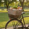 Metal Bicycle Rear Basket Large Wicker Storage Bin Organizer with Waterproof