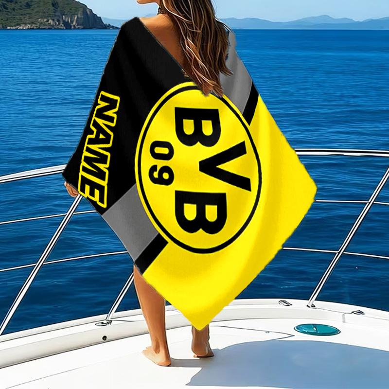 1pc Football1 Beach Towel with Custom Name, Beach/Swimming/Bath/Picnic/Camping Towel, Suitable for Seaside Beaches
