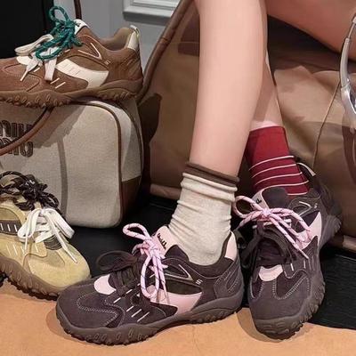 Internet Celebrity Explosion Thick-soled Retro Moral Training Shoes Women's 2025 Spring New Fashion Versatile Casual Sports Shoes High Value