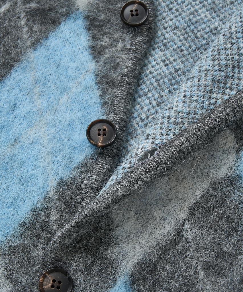 Cuznello Blend Argyle Cardigan_Charcoal