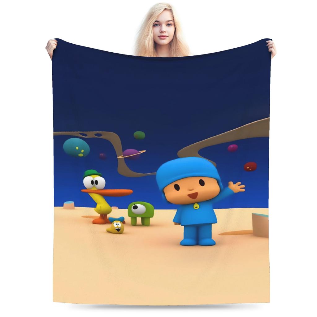 P-POCOYO Warme Weiche Decke Mädchen Jungen Plüsch Überwurfdecke Druck Wohnzimmer Flanell Tagesdecke Sofa Bettbezug