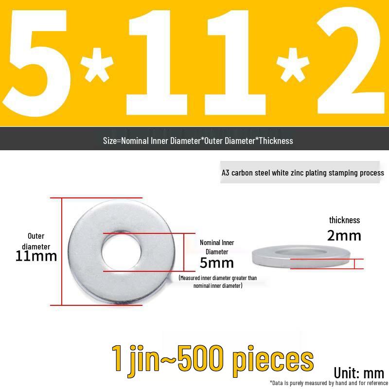 Extra Large Galvanized Metal Flat Washer - Thickened Round Screw Washer M6-M16