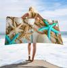 Strandlaken met Oceaan Thema, Microvezel Zandbestendig Sneldrogend Zeester Schelp Print Badlaken voor Zomervakantie Badlaken