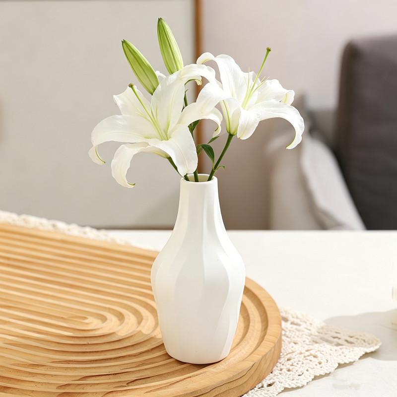 Simple Plastic Imitation Ceramic Vase Home Decoration Vase Decoration Crafts Solid Color Flower Arrangement Vase Flower Bottle