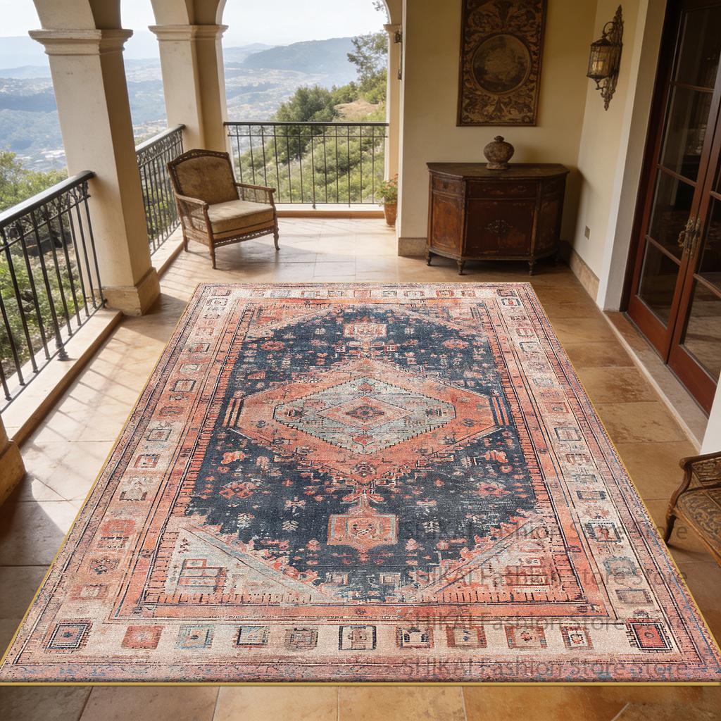 Light Brown Vintage Persian Large Living Room Carpet Decoration Home Easy Clean Soft Rug Easy Cleaning Fluffy Coffee Tables Mats