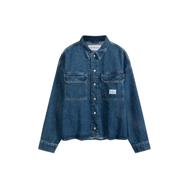 

Calvin Klein Single-Breasted Lapel Denim Jacket With Large Pockets Men jackets Dark-Blue J322773-1BJ L