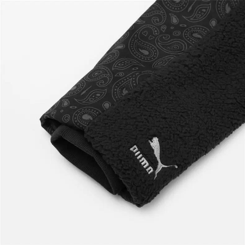 Puma Spliced Letter Logo Print Fleece-Lined Warm Stand Collar Jacket Men Jacket Black 534976-01